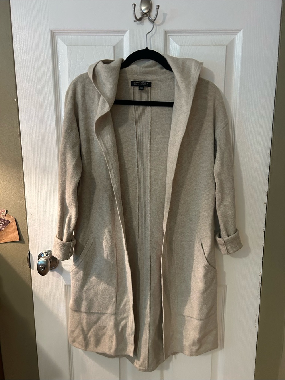 Banana Republic Hooded Open Front Long Cardigan - Beige